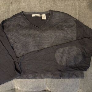 DKNY men’s Vneck sweater. Brand new with elbow patch.